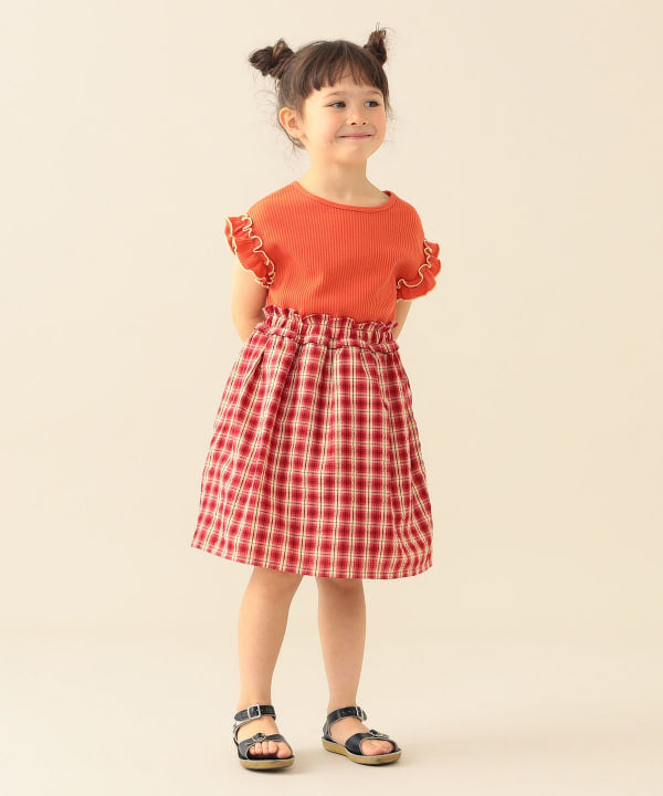 日本童裝 BE#AMS mini 華夫紋拼接連身裙 90-140cm 女童款 夏季 DRESSES