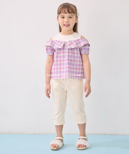 Japanese children's clothing aF#a325 contact cold stretch leggings 100-160cm girls summer PANTS 