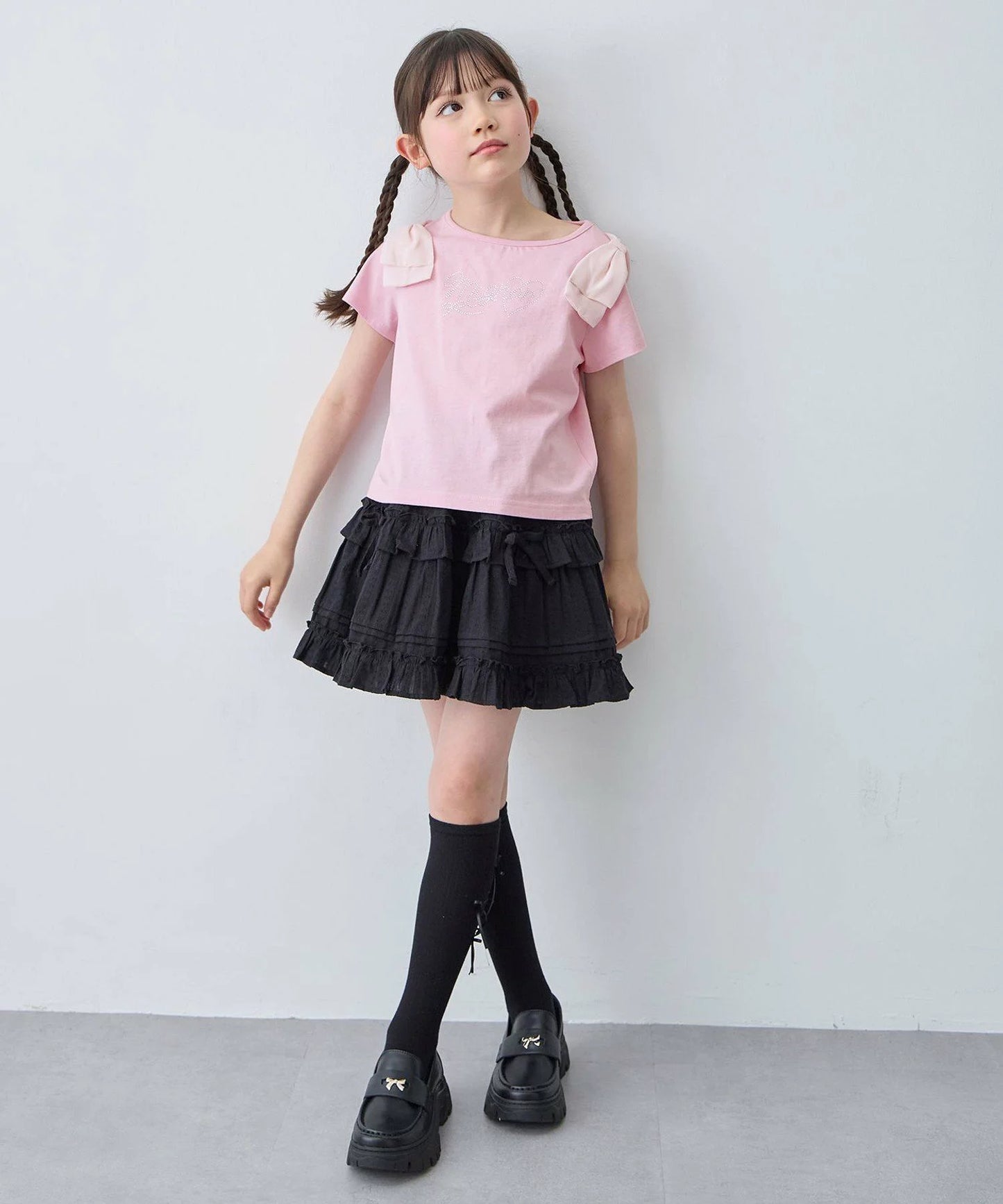 日本童裝 aF#a325 蝴蝶結肩袖上衣 110-160cm 女童款 夏季 TOPS