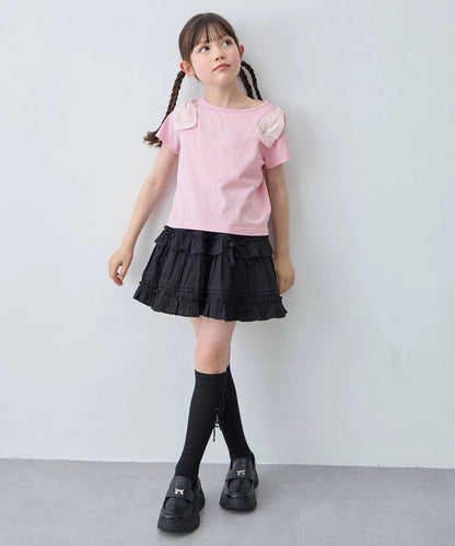 日本童裝 aF#a325 蝴蝶結肩袖上衣 110-160cm 女童款 夏季 TOPS