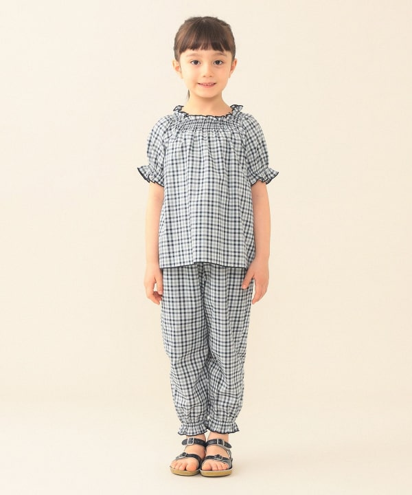 日本童裝 BE#AMS mini 格紋長褲 90-130cm 女童款 夏季 PANTS
