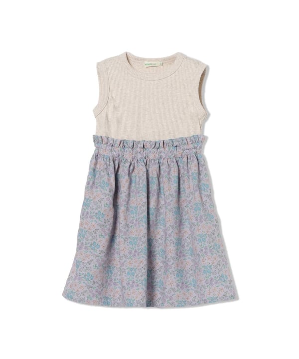 日本童裝 BE#AMS mini 碎花拼接無袖連身裙 90-150cm 女童款 夏季 DRESSES