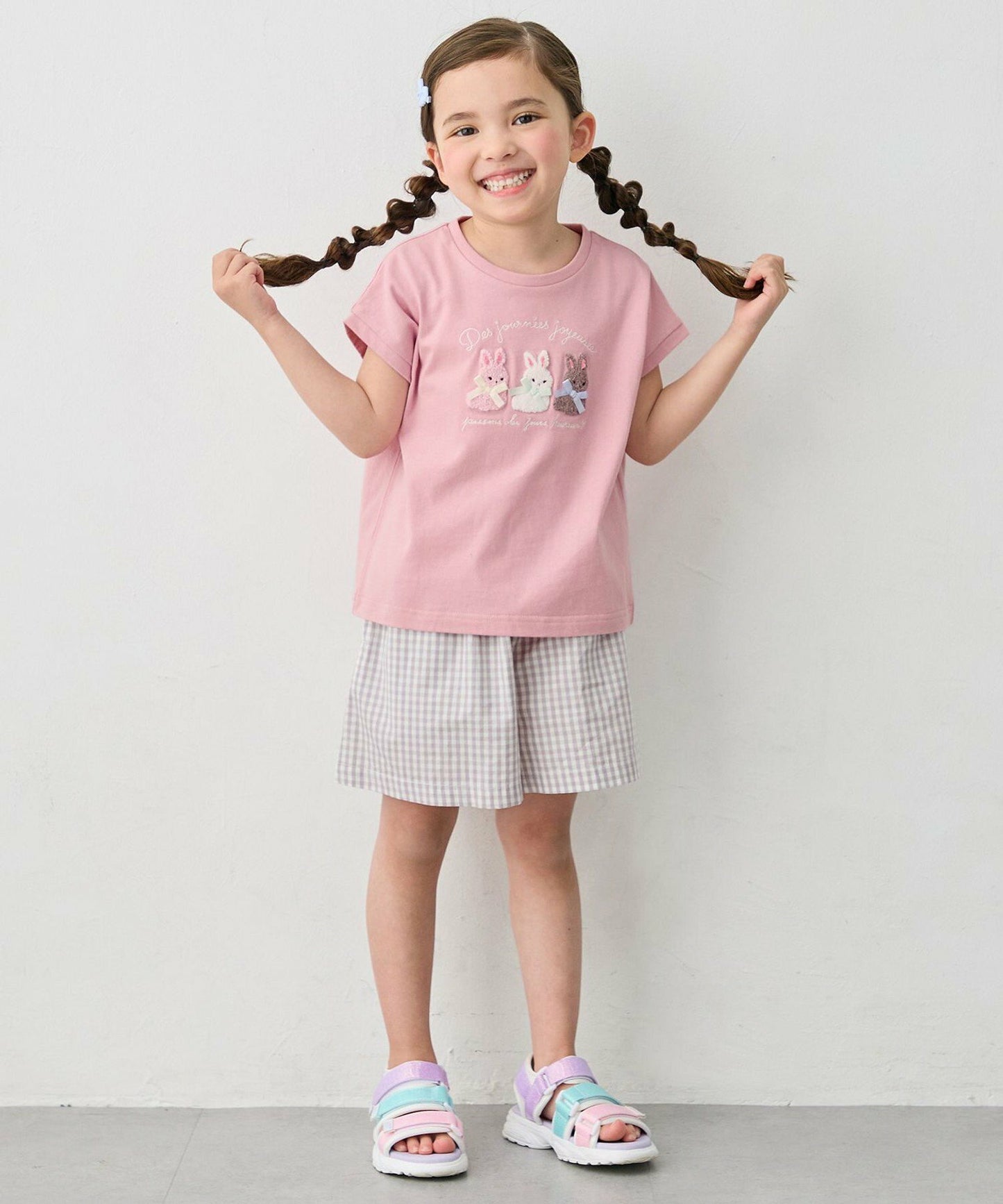 日本童裝 aF#a325 接觸冷感 毛毛印花上衣 90-150cm 女童款 夏季 TOPS