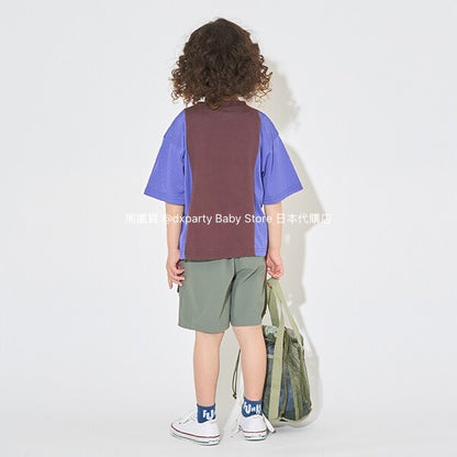 Japanese children's clothing b・R# water-absorbing quick-drying touch cool color-block mesh sports top 100-150cm boys/girls summer TOPS 