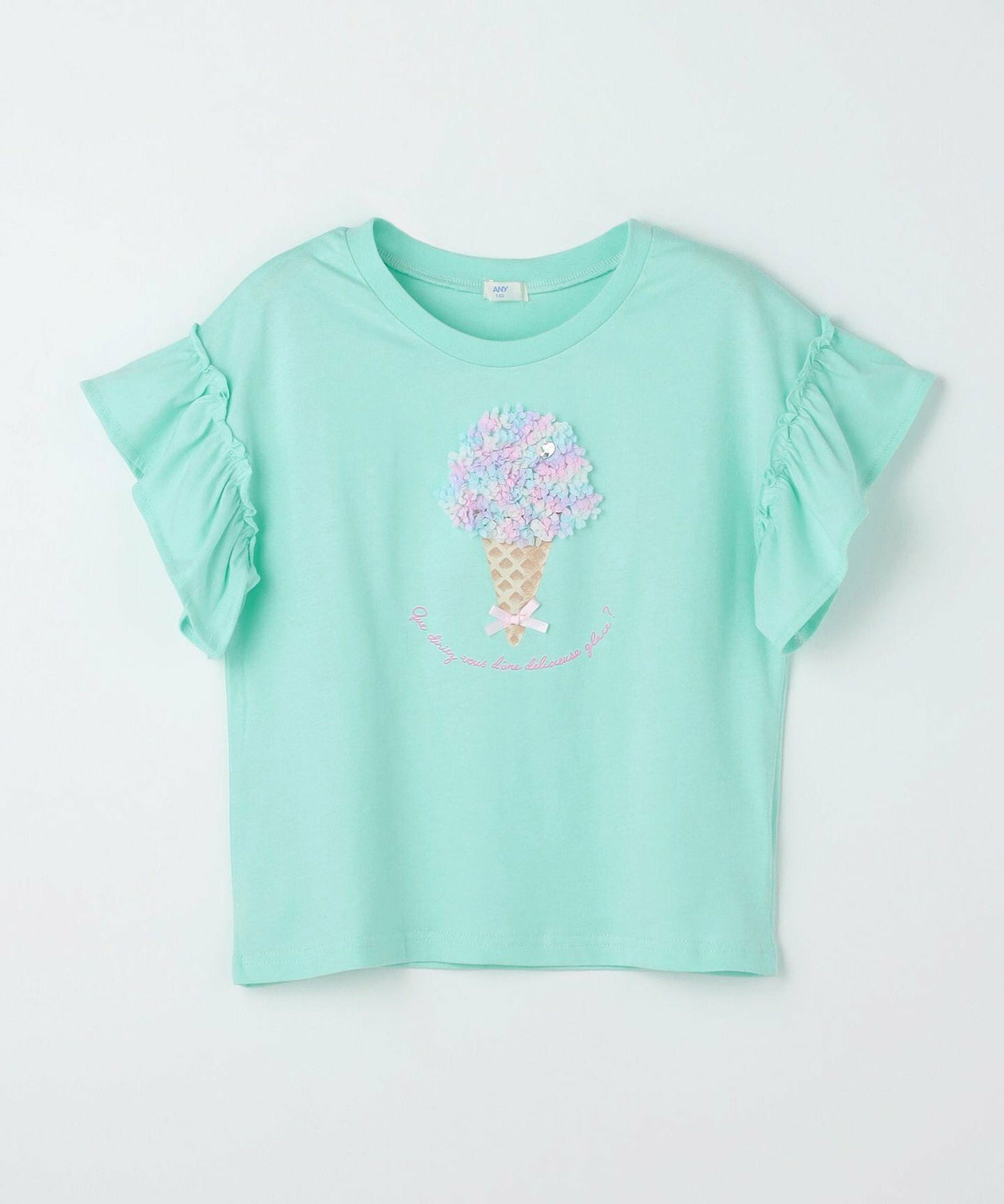 日本童裝 aF#a325 接觸冷感 毛毛印花上衣 90-150cm 女童款 夏季 TOPS