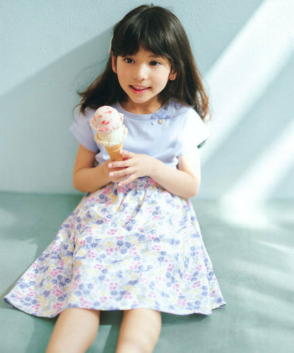 日本童裝 aF#a325 接觸冷感 拼接連身裙 90-150cm 女童款 夏季 DRESSES