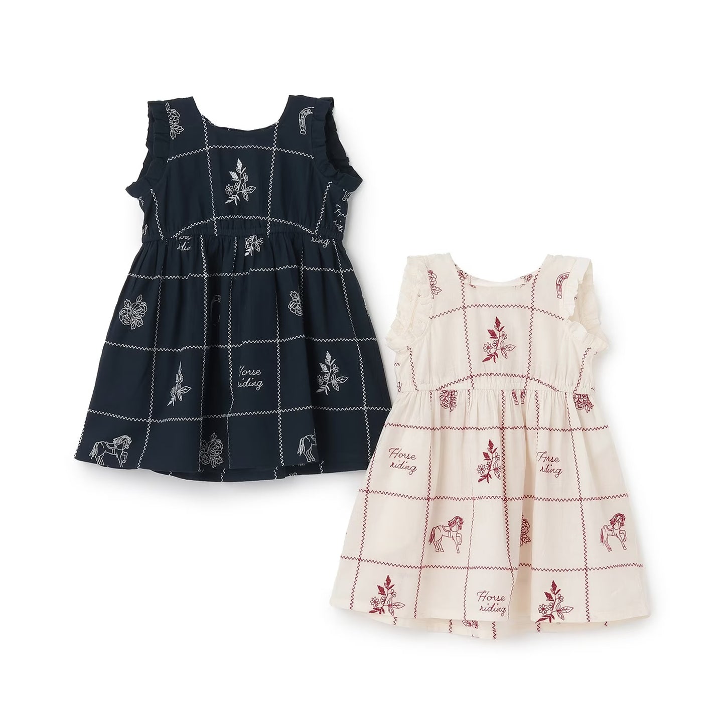 日本童裝 pe#main 印度棉圖案刺繡連身裙 80-130cm 女童款 夏季 DRESSES