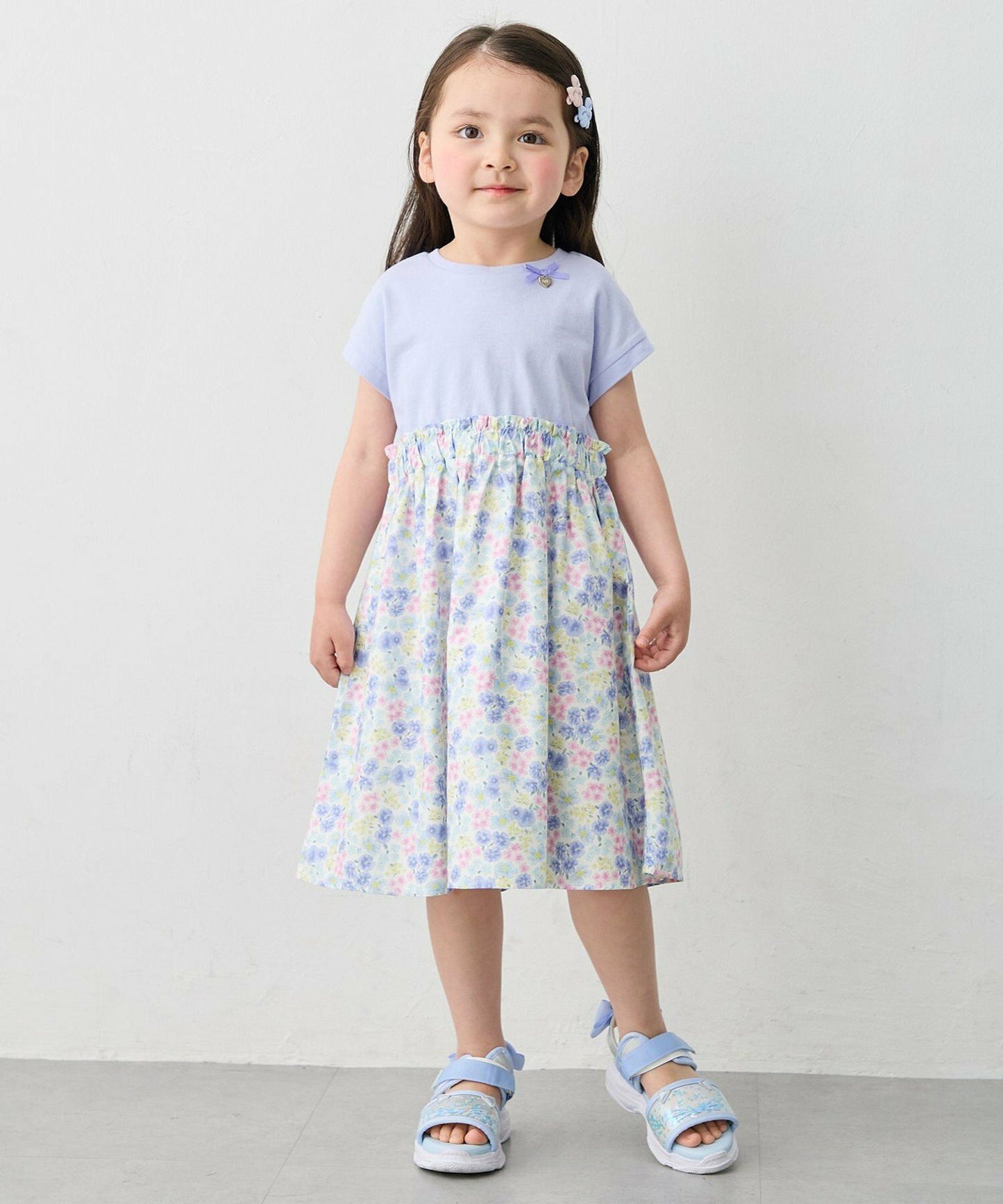 日本童裝 aF#a325 接觸冷感 拼接連身裙 90-150cm 女童款 夏季 DRESSES