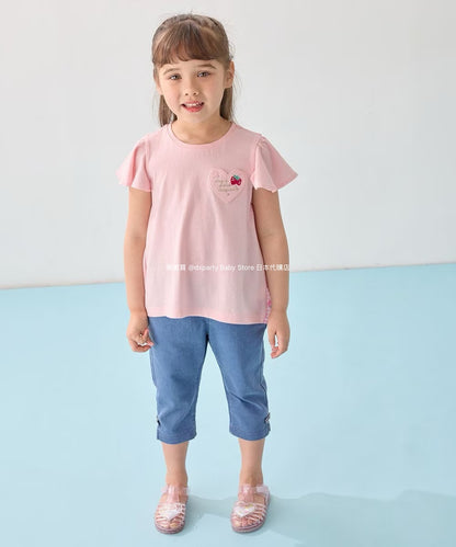 Japanese children's clothing aF#a325 spliced elegant top 90-160cm girls summer TOPS 