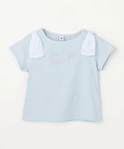 日本童裝 aF#a325 蝴蝶結肩袖上衣 110-160cm 女童款 夏季 TOPS