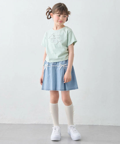 日本童裝 aF#a325 抽繩印花短上衣 110-160cm 女童款 夏季 TOPS