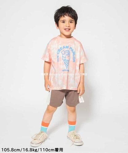 Japanese children's clothing BREEZE tie-dye ice cream top 80-140cm boys/girls summer TOPS 
