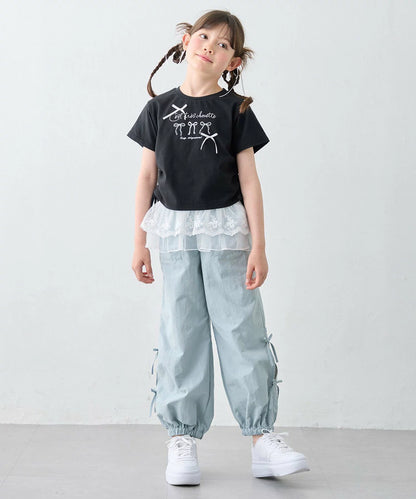 日本童裝 aF#a325 抽繩印花短上衣 110-160cm 女童款 夏季 TOPS