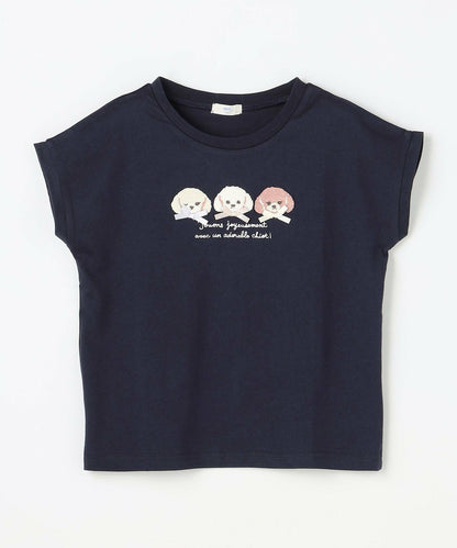 日本童裝 aF#a325 接觸冷感 毛毛印花上衣 90-150cm 女童款 夏季 TOPS