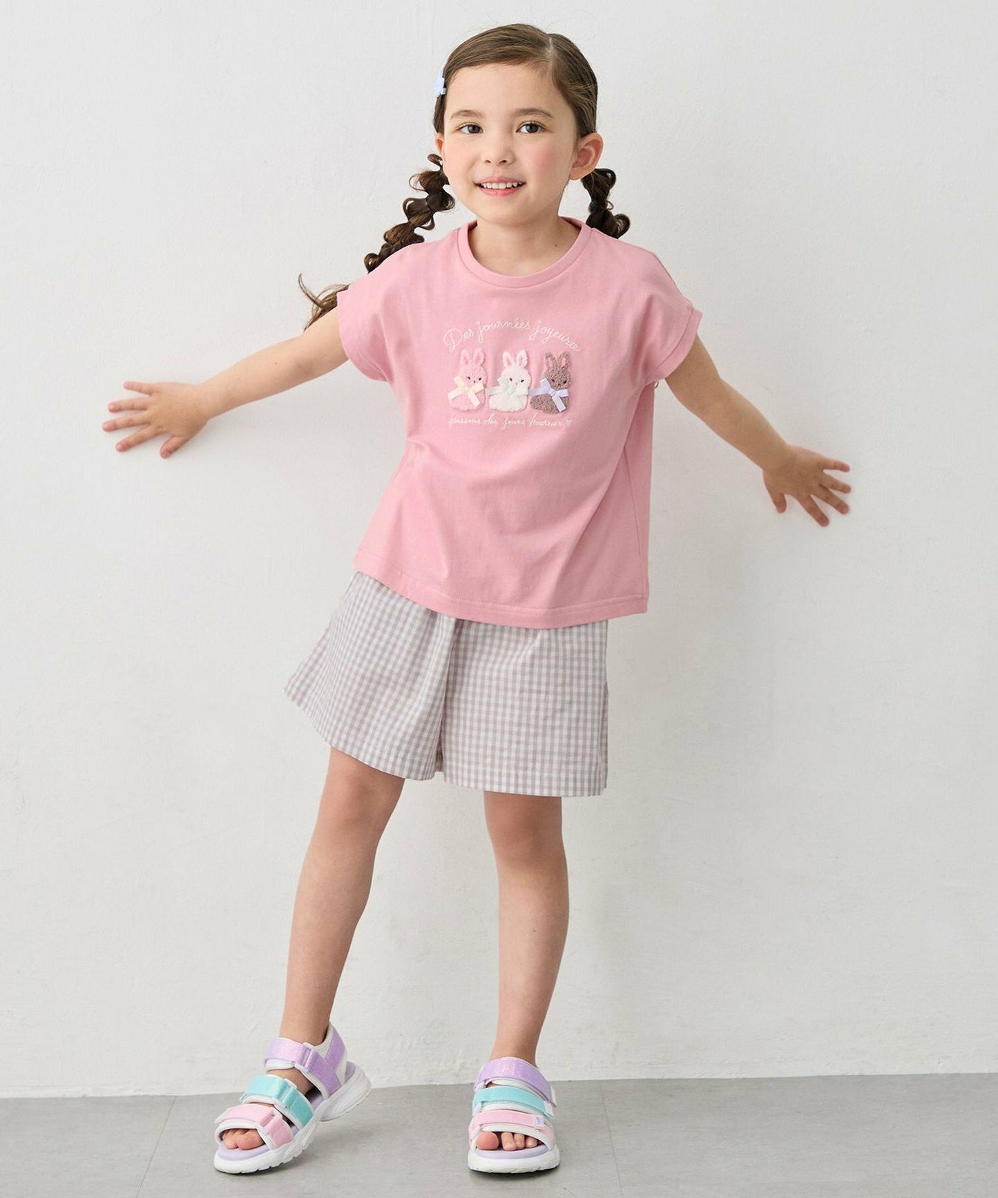 日本童裝 aF#a325 接觸冷感 毛毛印花上衣 90-150cm 女童款 夏季 TOPS