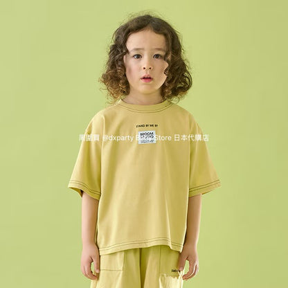 Japanese children's clothing b・R# patch logo top 100-150cm boys/girls summer TOPS 