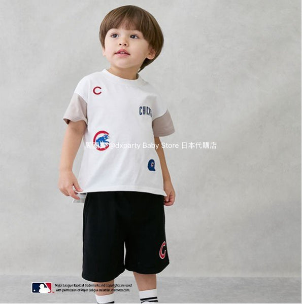 日本童裝 pe#main x MLB logo刺繡短褲 80-130cm 男童款 夏季 PANTS