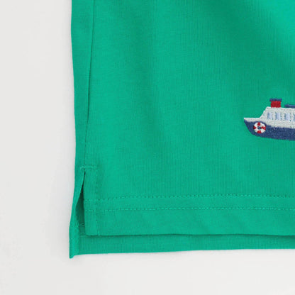 日本童裝 pe#main 接觸冷感 工作車刺繡短袖上衣 80-130cm 男童款 夏季 TOPS