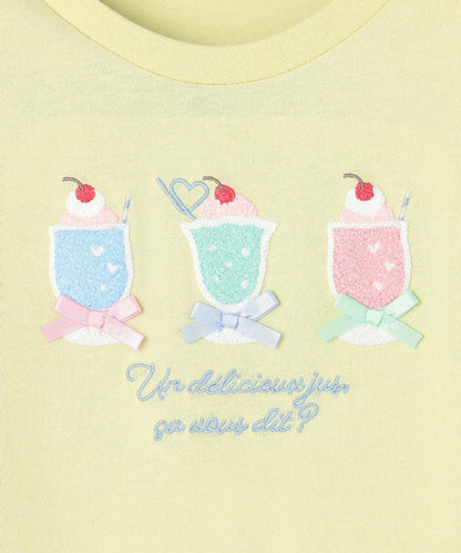 日本童裝 aF#a325 接觸冷感 毛毛印花上衣 90-150cm 女童款 夏季 TOPS