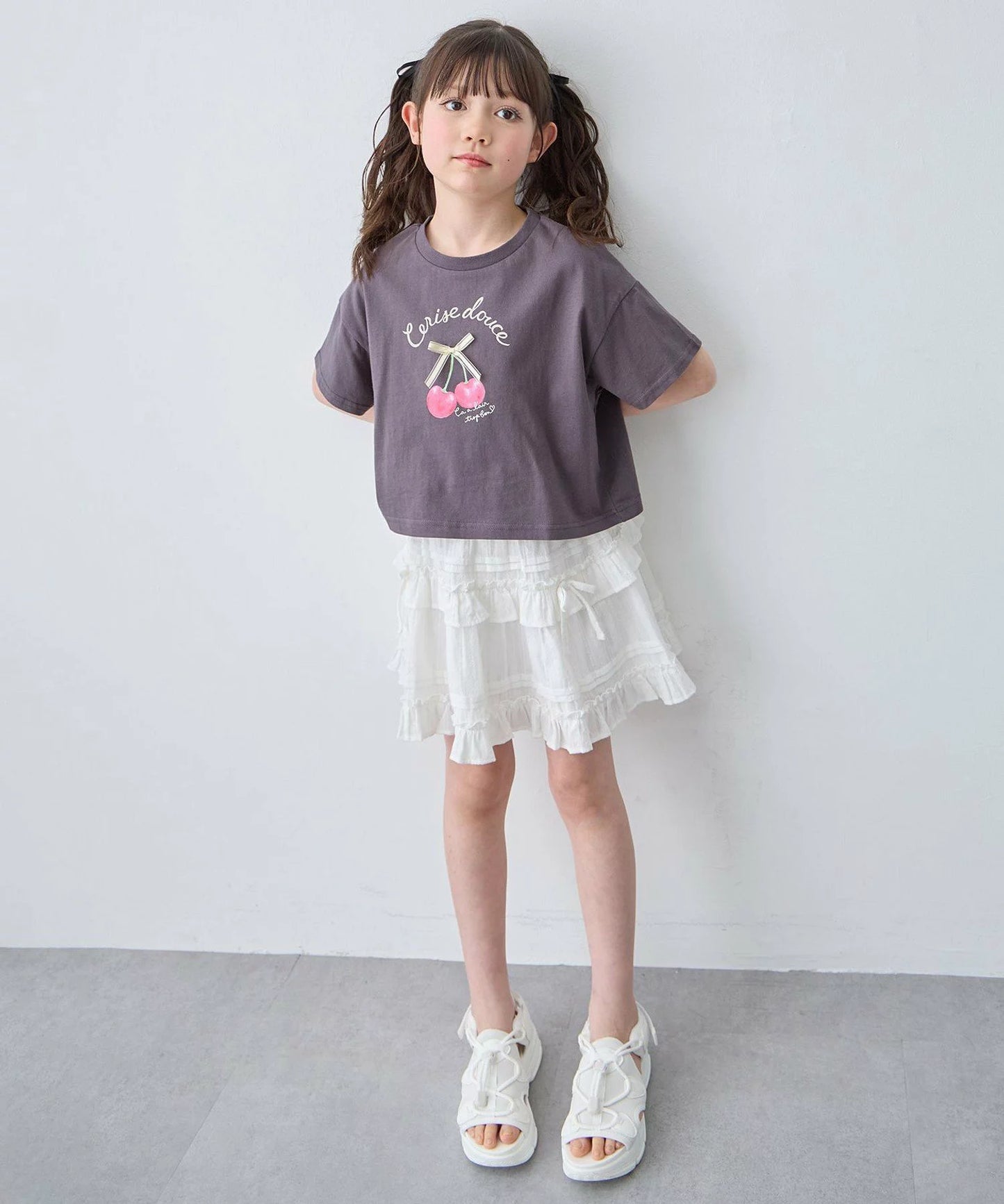 日本童裝 aF#a325 蝴蝶結皺皺短裙 110-160cm 女童款 夏季 SKIRTS