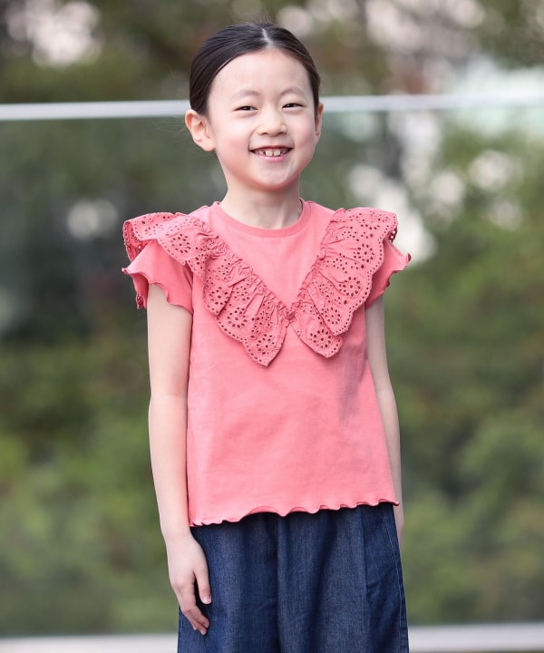日本童裝 BE#AMS mini 棉質蕾絲上衣 90-140cm 女童款 夏季 TOPS