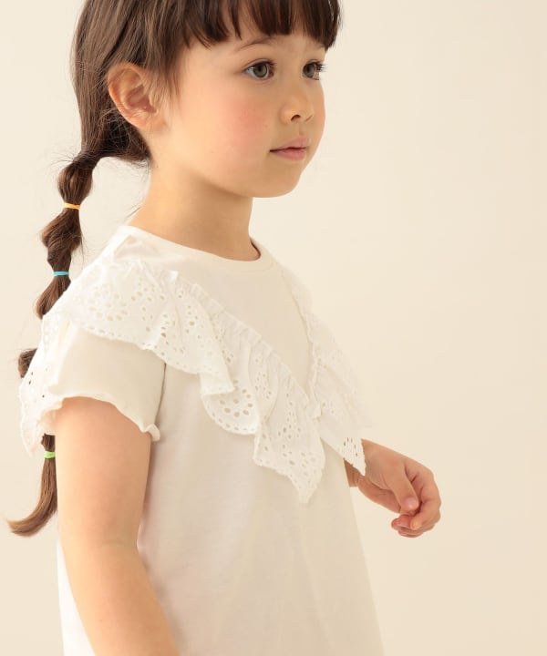 日本童裝 BE#AMS mini 棉質蕾絲上衣 90-140cm 女童款 夏季 TOPS