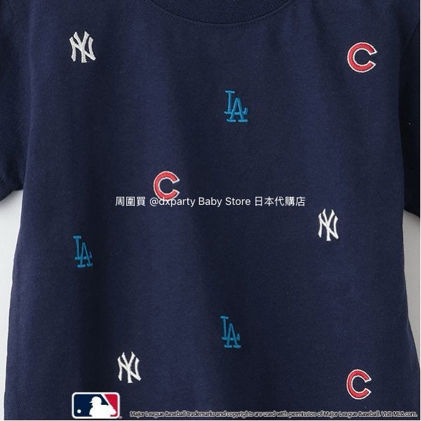 Japanese children's clothing pe#main x MLB logo embroidered short-sleeved top 80-130cm boys/girls summer TOPS 