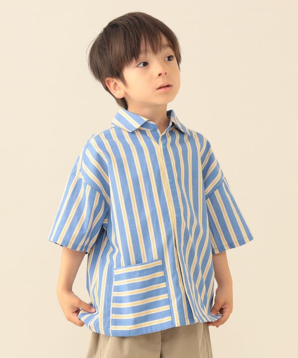 日本童裝 BE#AMS mini 條紋襯衫 90-140cm 男童款 夏季 TOPS