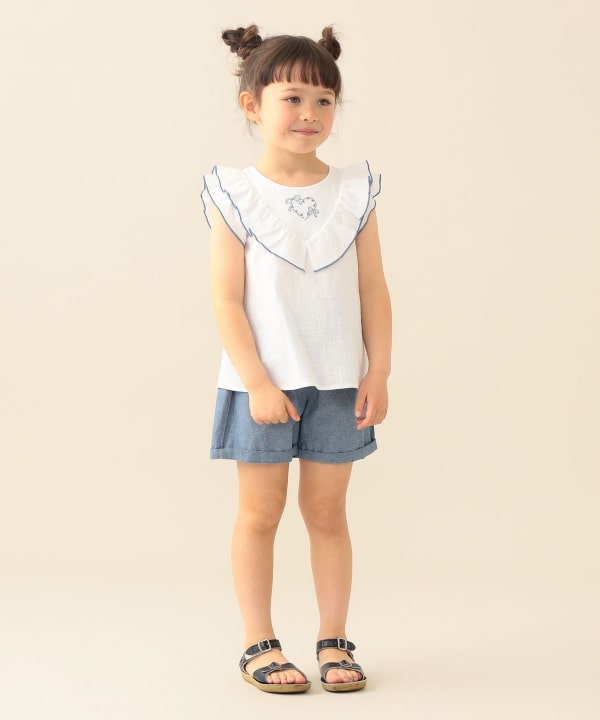日本童裝 BE#AMS mini 刺繡荷葉邊上衣短褲兩件套裝 90-150cm 男童款 夏季 TOPS PANTS