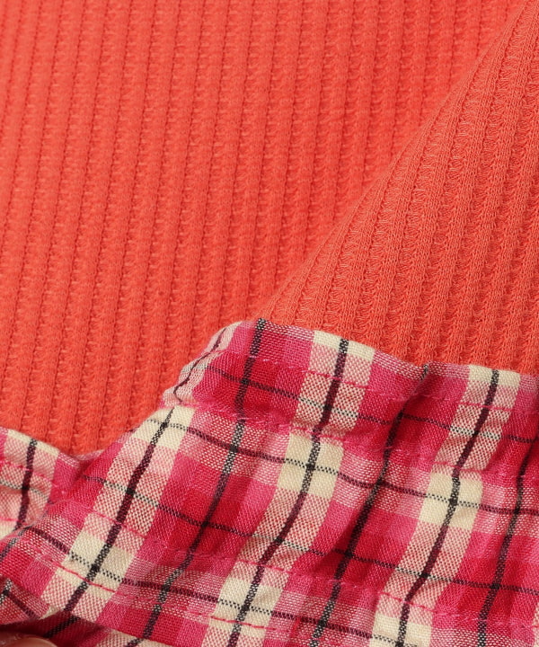 日本童裝 BE#AMS mini 華夫紋拼接連身裙 90-140cm 女童款 夏季 DRESSES