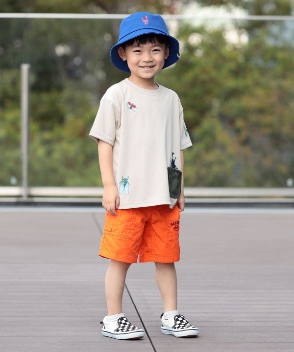 日本童裝 BE#AMS mini 防UV 吸水速乾 網眼口袋蟲蟲印花上衣 90-130cm 男童款 夏季 TOPS