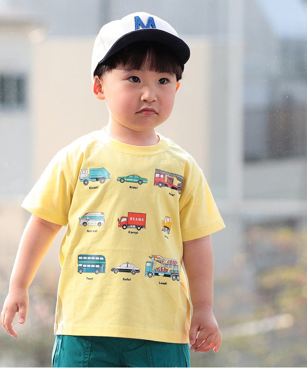 日本童裝 BE#AMS mini 工作車印花上衣 90-130cm 男童款 夏季 TOPS