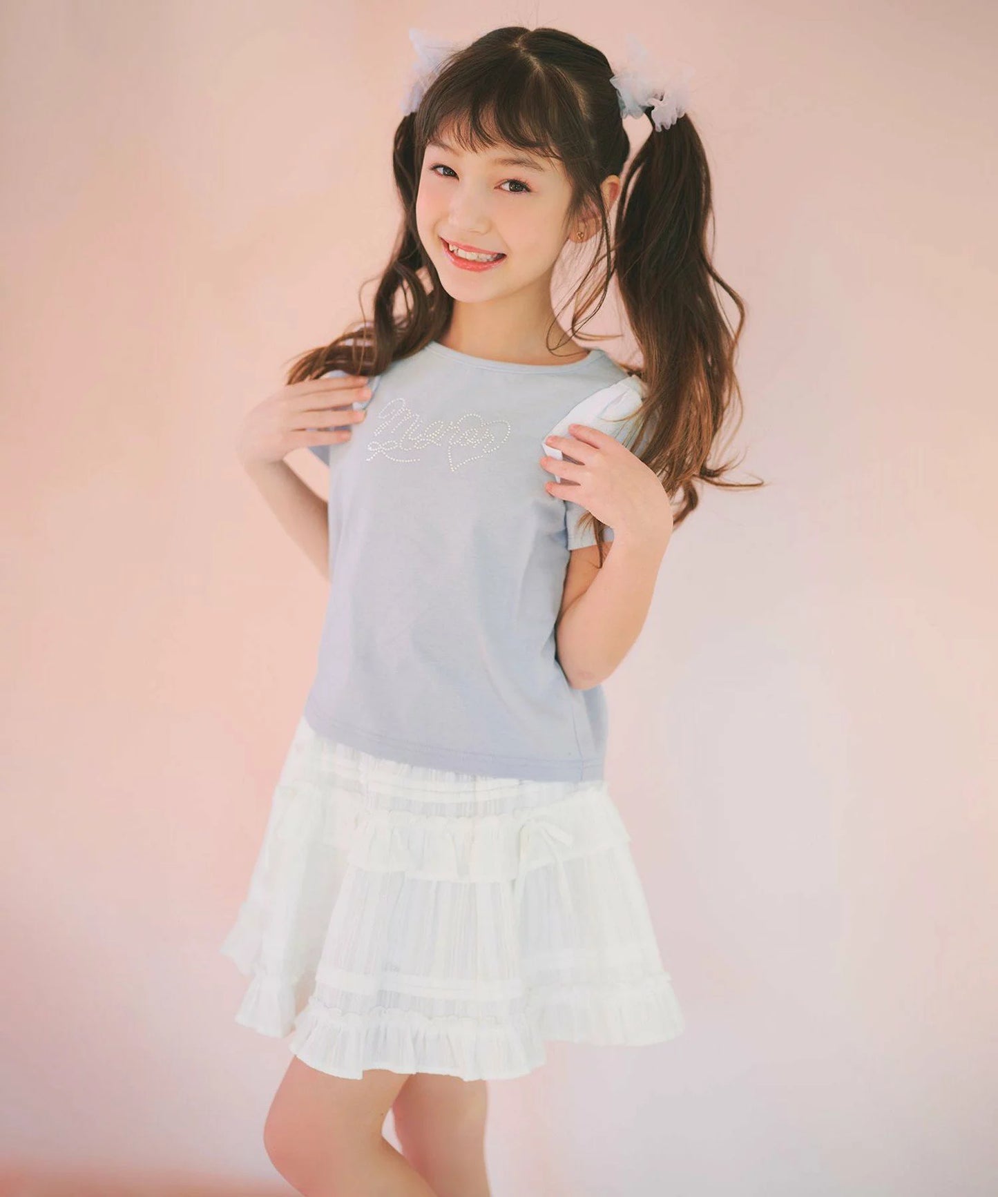 日本童裝 aF#a325 蝴蝶結肩袖上衣 110-160cm 女童款 夏季 TOPS