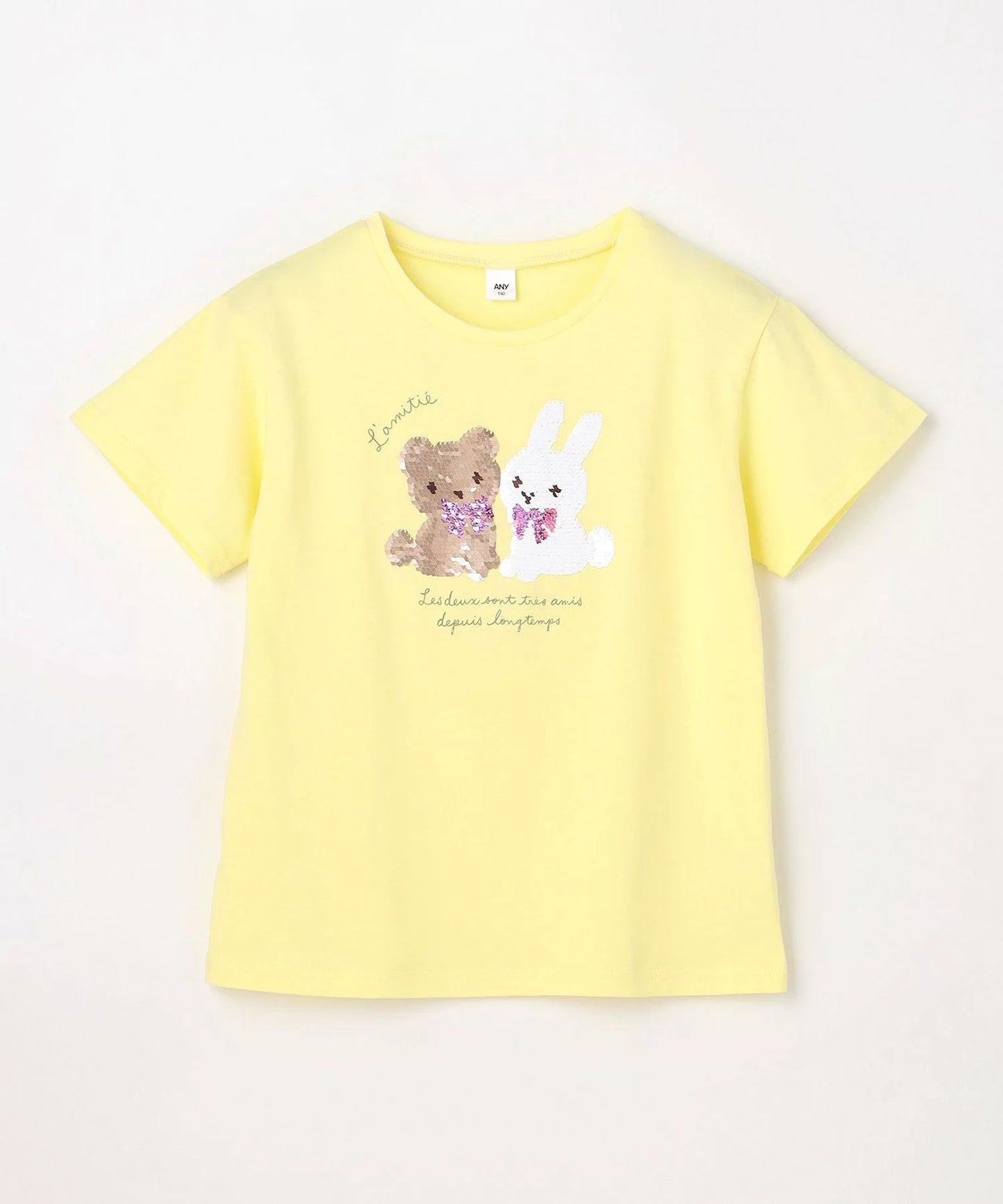 日本童裝 aF#a325 珠片印花上衣 100-150cm 女童款 夏季 TOPS