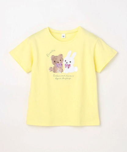 日本童裝 aF#a325 珠片印花上衣 100-150cm 女童款 夏季 TOPS
