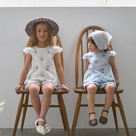 日本童裝 pe#main 達尼卡爾刺繡兩件套裝 80-130cm 女童款 夏季 TOPS PANTS