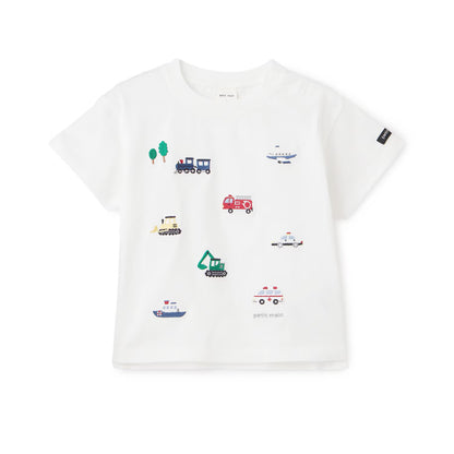 日本童裝 pe#main 接觸冷感 工作車刺繡短袖上衣 80-130cm 男童款 夏季 TOPS