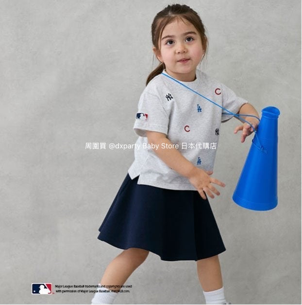 Japanese children's clothing pe#main x MLB logo embroidered short-sleeved top 80-130cm boys/girls summer TOPS 