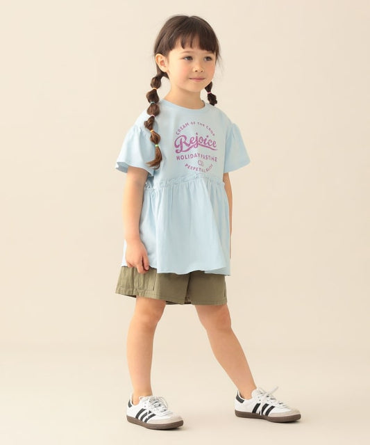 日本童裝 BE#AMS mini 印花皺褶上衣 90-140cm 女童款 夏季 TOPS
