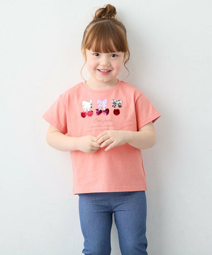 日本童裝 aF#a325 珠片印花上衣 100-150cm 女童款 夏季 TOPS