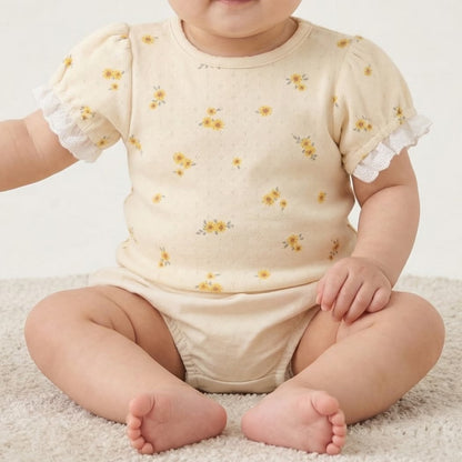日本童裝 pe#main 蕾絲袖上衣 70-80cm 女童款 初生嬰兒 夏季 TOPS