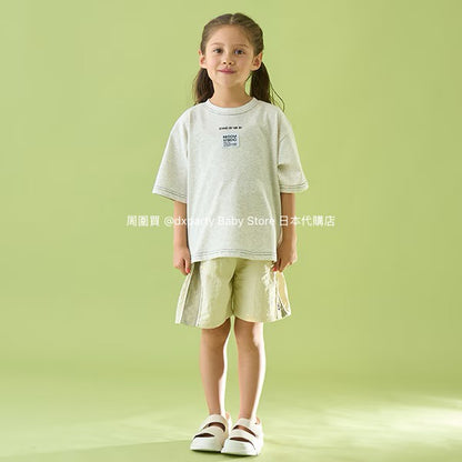 Japanese children's clothing b・R# patch logo top 100-150cm boys/girls summer TOPS 