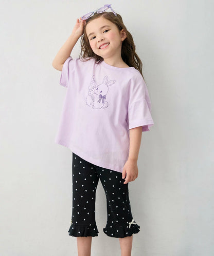 日本童裝 aF#a325 接觸冷感 印花短袖上衣 90-150cm 女童款 夏季 TOPS