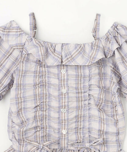 日本童裝 aF#a325 雙向格紋吊帶襯衫 110-160cm 女童款 夏季 TOPS