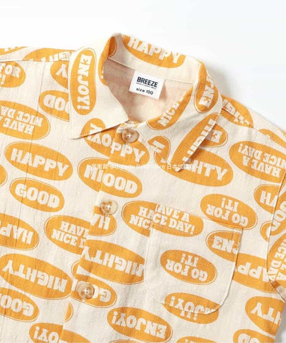 Japanese children's clothing BREEZE printed shirt 90-140cm boys' summer TOPS 