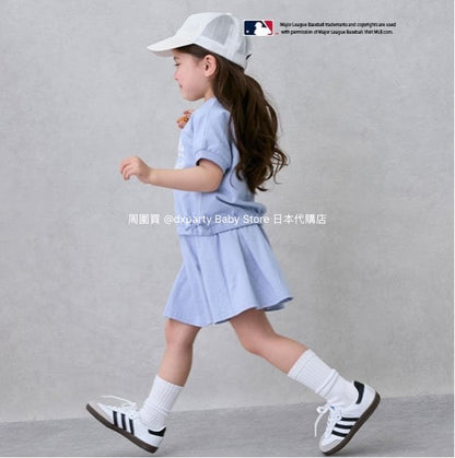 Japanese pe#main x MLB two-piece set (80-130cm) for girls (Summer TOPS SKIRTS) 