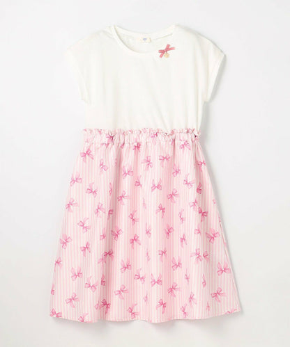 日本童裝 aF#a325 接觸冷感 拼接連身裙 90-150cm 女童款 夏季 DRESSES