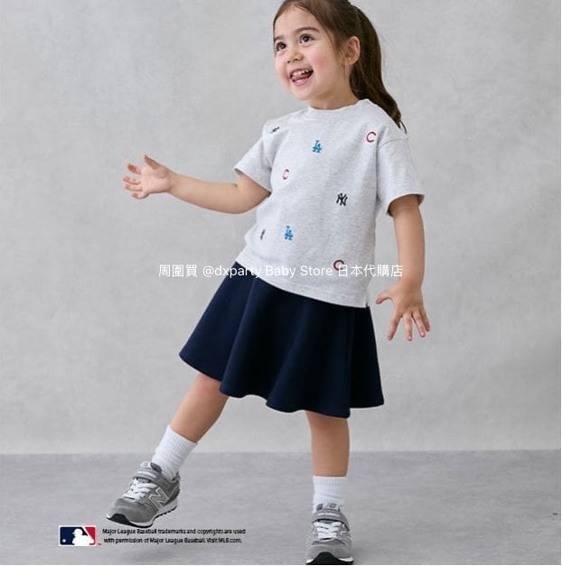 Japanese children's clothing pe#main x MLB logo embroidered short-sleeved top 80-130cm boys/girls summer TOPS 
