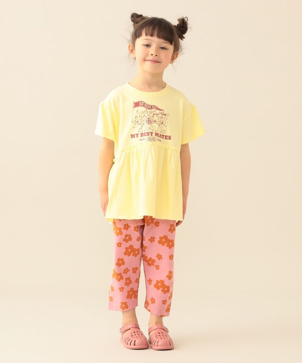 日本童裝 BE#AMS mini 印花皺褶上衣 90-140cm 女童款 夏季 TOPS