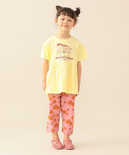日本童裝 BE#AMS mini 印花皺褶上衣 90-140cm 女童款 夏季 TOPS